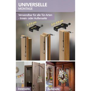 Produktbild für Türhaken 4smile für Türkranz, flexible Länge bis 50cm, schwarz