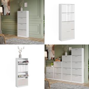 Produktbild für Schuhschrank Vicco Gizmo, weiß / weiß hochglanz