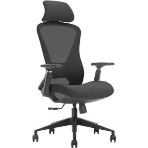 LMG Bürostuhl K2-BH-07, schwarz, Stoff / Netz, mit Kopfstütze, bis 113 kg