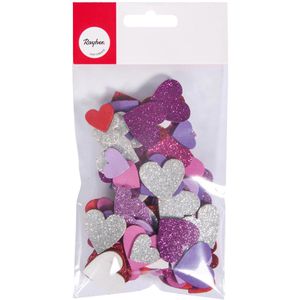 Produktbild für Moosgummi Rayher 30229000 Glitzer Herzen, Höhe 2 - 3 cm