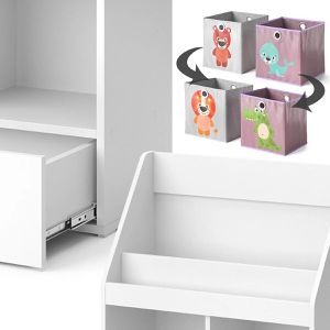 Produktbild für Bücherregal Vicco Luigi, weiß, mit 2 Faltboxen