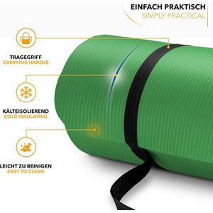 Produktbild für Yogamatte Tresko mit Tragegurt, grün, 1,5 cm stark