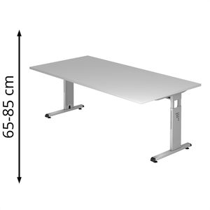 Schreibtisch Hammerbacher O-Serie, lichtgrau / silber