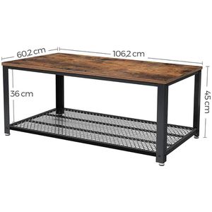 Vasagle Couchtisch LCT61X, braun, aus Holz / Metall, 106 x 45 x 60cm,  rechteckig – Böttcher AG