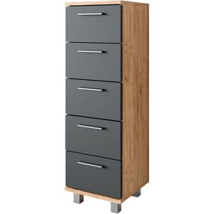 Produktbild für Badschrank Vicco Ilias, mit 4 Füßen, anthrazit / eiche