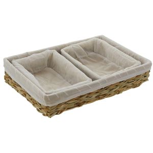 Brotkorb Frank-Flechtwaren geflochten, Wasserhyazinthe / Stoff