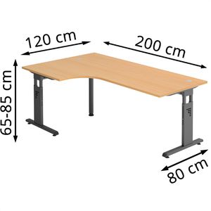 Produktbild für Schreibtisch Hammerbacher O-Serie, buche / graphit