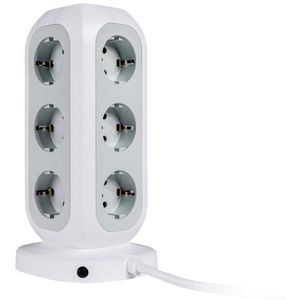 Produktbild für Steckdosenwürfel Verbatim Tower EUPT-01, Schalter, weiß / grau