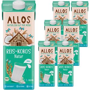 Allos Reisdrink Reis-Kokos, BIO, je 1 Liter, 6 Stück