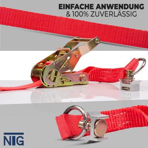 Produktbild für Spanngurt NTG rot, mit Airline-Fitting &amp; Ratsche
