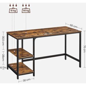 Produktbild für Schreibtisch Vasagle LWD55X, braun / schwarz