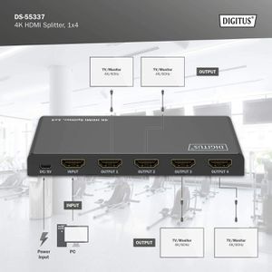 Produktbild für HDMI-Splitter Digitus DS-55337, 1 In 4 Out