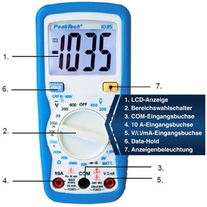 Produktbild für Multimeter PeakTech P 1035, digital, RMS