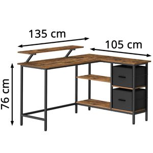 Produktbild für Schreibtisch Vasagle LWD098B01, braun / schwarz