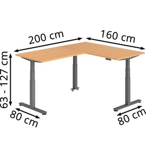 Produktbild für Schreibtisch Hammerbacher XDSMW, buche / graphit