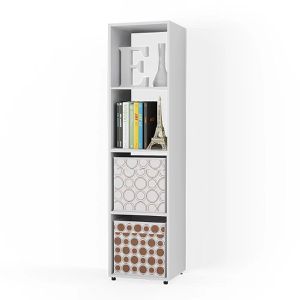 Bücherregal Vicco Ludus, weiß, mit 2 Faltboxen