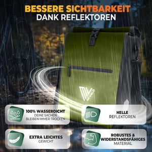 Produktbild für Gepäckträgertasche Mivelo Max, olivgrün, 22 Liter