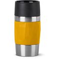 Isolierbecher Emsa Travel Mug Compact, 300 ml hält 3h warm, Edelstahl doppelwandig, gelb