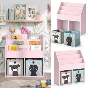 Produktbild für Bücherregal Vicco Luigi, rosa, mit 2 Faltboxen