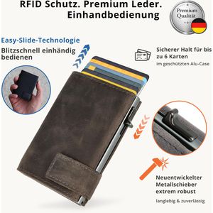 Produktbild für Kreditkartenetui SecWal Echt Leder, grau Hunter, für 10 Karten