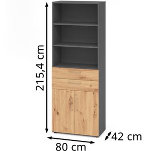 Produktbild für Kombischrank Hammerbacher Serie 9 Advanced, asteiche / graphit