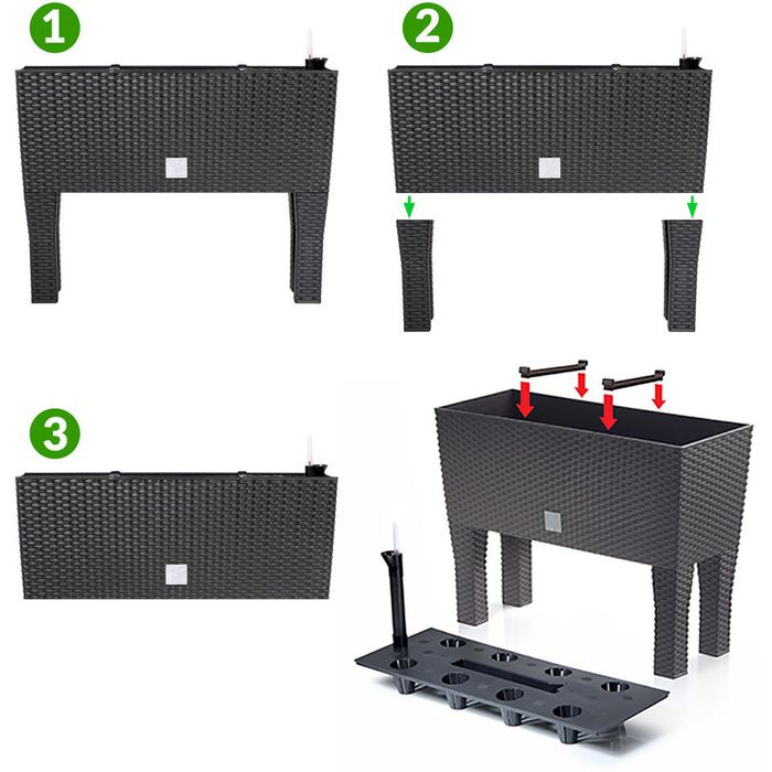 Rato Pflanzkasten 72 Liter - Mit Bewässerung 80x33x32cm Anthrazit