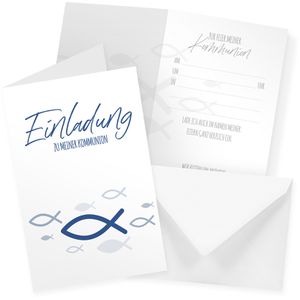 Produktbild für Einladungskarten itenga 33105932, Blau, für Kommunion