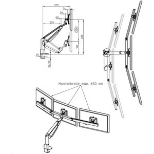 Produktbild für Monitorhalterung Novus Clu Plus X3 C, schwarz