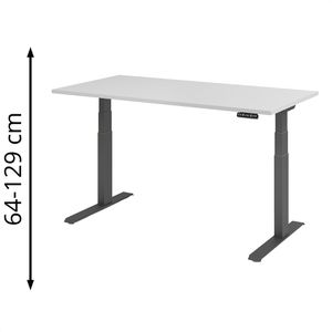 Schreibtisch Hammerbacher XDKB 16, lichtgrau / graphit