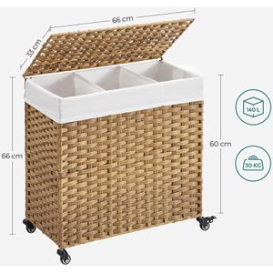 Produktbild für Wäschekorb Songmics LCB363N01, natur, 3 Fächer