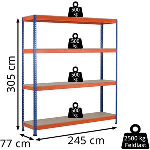 Produktbild für Weitspannregal Schulte 18317-N, 4 Holzböden