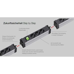 Produktbild für Steckdosenleiste Bachmann Step Alu, mit GST18