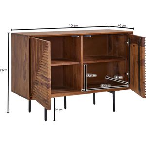 Produktbild für Sideboard Wohnling WL6.560, aus Massivholz, sheesham