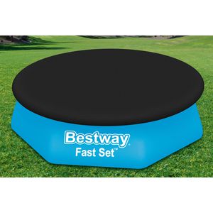 Produktbild für Poolabdeckung Bestway 58032, aus PVC, schwarz, mit Spannseil