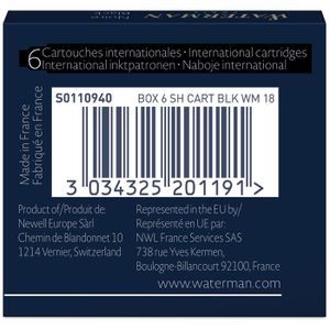 Produktbild für Füllerpatronen Waterman International, schwarz