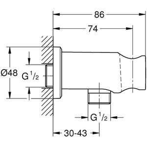 Produktbild für Wandanschlussbogen GROHE Rainshower 26658000, rund, verchromt