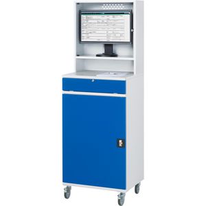 Produktbild für Computerschrank Rau Modell 65, lichtgrau / blau