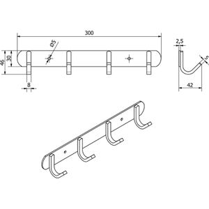Produktbild für Garderobenleiste SO-TECH Samu, 127886, silber