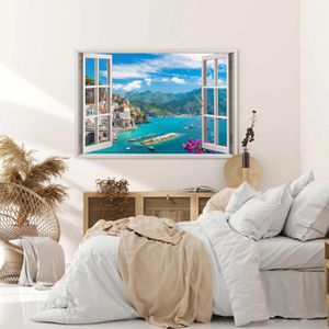 Produktbild für Wandbild Sinus-Art Fensterbild Italien Küstenstadt