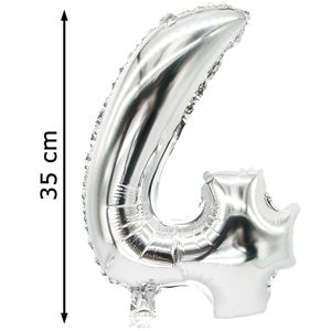Produktbild für Luftballons Papstar 86834 Zahlenballon 4, silber