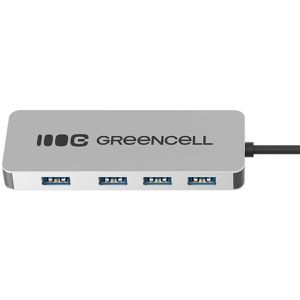 Produktbild für USB-Hub Green-Cell HUB-GC-A4A, grau, mit Metallgehäuse