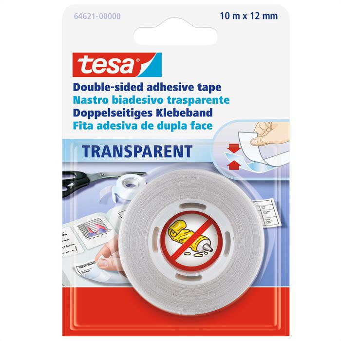 Tesa Doppelseitiges-Klebeband 64621, extra dünn, transparent, PP