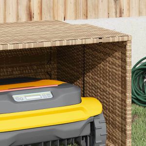 Produktbild für Mähroboter-Garage vidaXL 365407, beige, aus Polyrattan