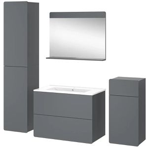 Badmöbel-Set Vicco Izan, grau, 4-teilig