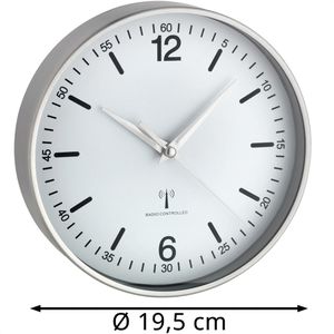 Produktbild für Wanduhr TFA 60.3503.02, Aluminium, analog, Funkuhr