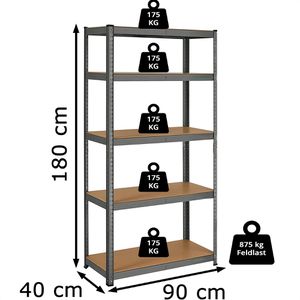 Produktbild für Schwerlastregal Songmics 5 Holzböden