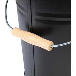 Produktbild für Ascheeimer Kamino-Flam 333252, schwarz, mit Holzgriff &amp; Deckel