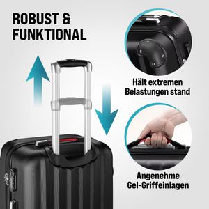 Produktbild für Koffer Monzana Baseline, schwarz, 3-teilig + Zubehör