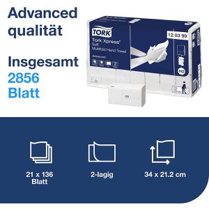 Produktbild für Papierhandtücher Tork Xpress Advanced, 120399, H2, 2-lagig