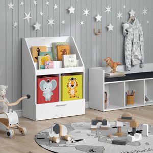 Produktbild für Bücherregal Vicco Luigi, weiß, mit 2 Faltboxen